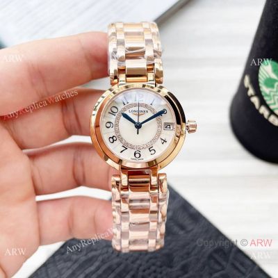 Replica Longines PrimaLuna Quartz watches 30.5mm Rose Gold Case